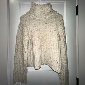 Universal Thread Speckled Cropped Cream Turtleneck Sweater